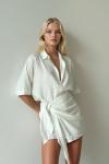 Dalia Organik Keten Etek + Gömlek 2li Set  Beyaz