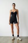 Zoya Gloplu Ip Askili Esnek Romper  Siyah