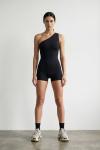 Luma Tek Omuz Esnek Romper Siyah