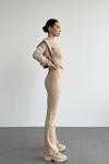 Vina Korse Detaylı Süet Üçlü Takım Bej