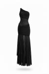 Olya Tek Omuz Tasarım Elbise Siyah