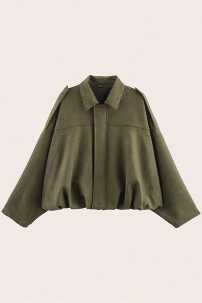 Caris Oversize Süet Ceket Haki