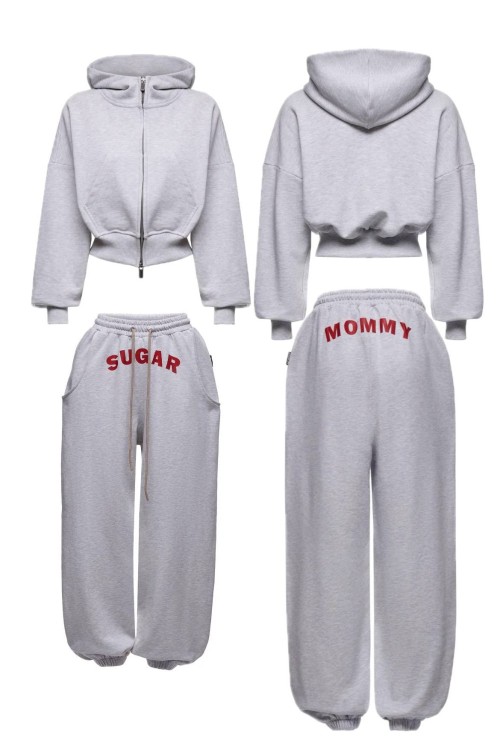 Bria Arka Ön Yazılı Eşofman Set Gri