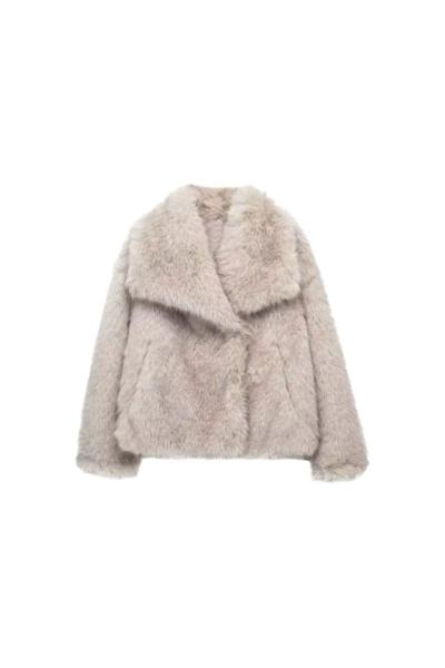 Zara Model Kürk Ceket  Taş Rengi