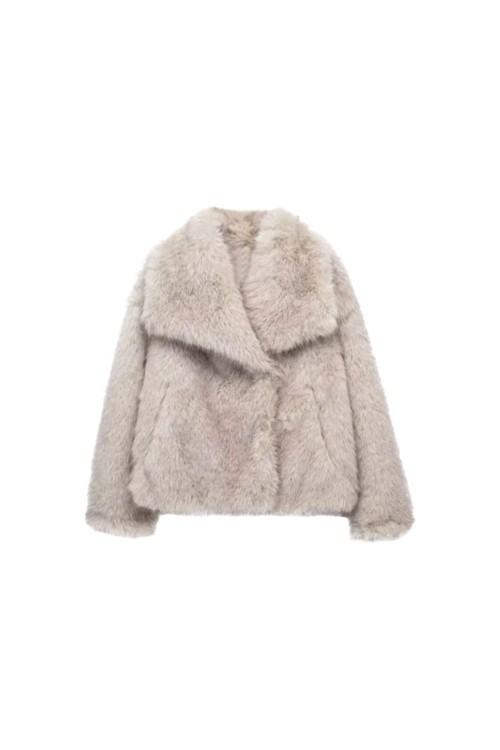 Zara Model Kürk Ceket  Taş Rengi