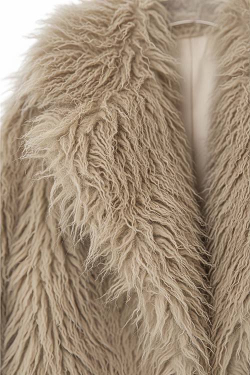 Bria İthal Tiftik Maxi Kürk Kahverengi