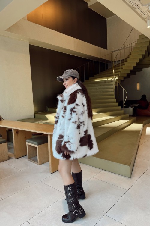 Fina Desenli İthal Kürk Krem