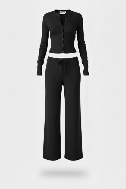 Nira Relax Mevsimlik Triko Takım Siyah