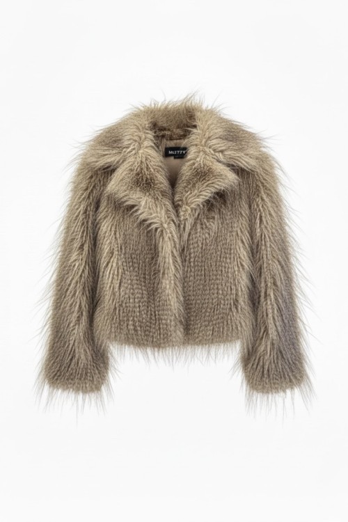 Nova Uzun Tüylü Kürk Ceket Vizon