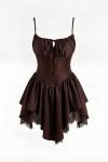 Linda Korse Detay Saten Dantelli Elbise Acı Kahve