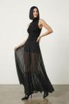 Wilda İçi Şortlu Tül Detay Elbise Siyah