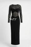 Vien  Güpürlü Maxi Elbise Siyah