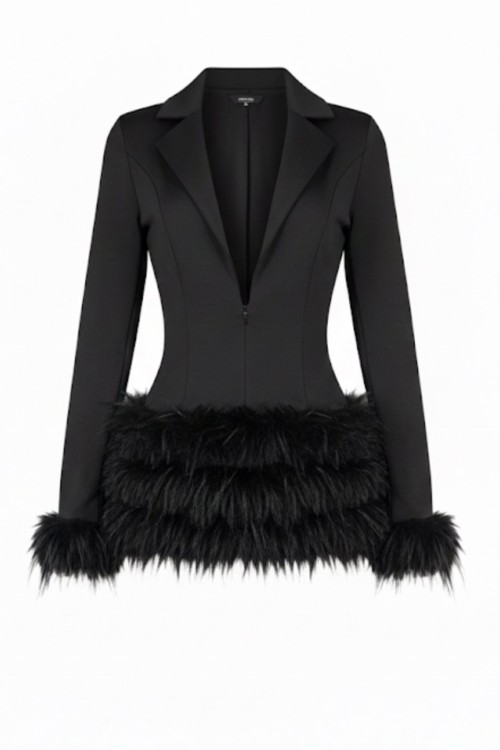 Fiffy tüylü tulum  Siyah