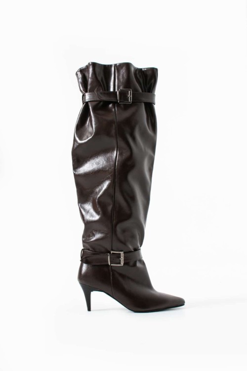 HİM İçi Tüylü Tokalı Çizme  Acı Kahve