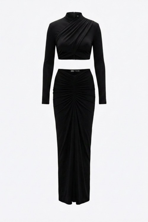 Rubi Crop Etek Set Siyah