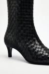 Botega İçi Tüylü Desen ince Topuk Bot Siyah