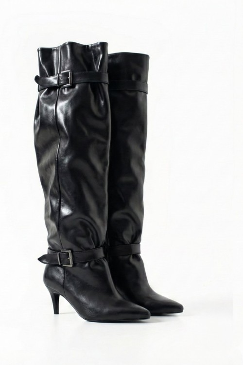 HİM İçi Tüylü Tokalı Çizme  Siyah