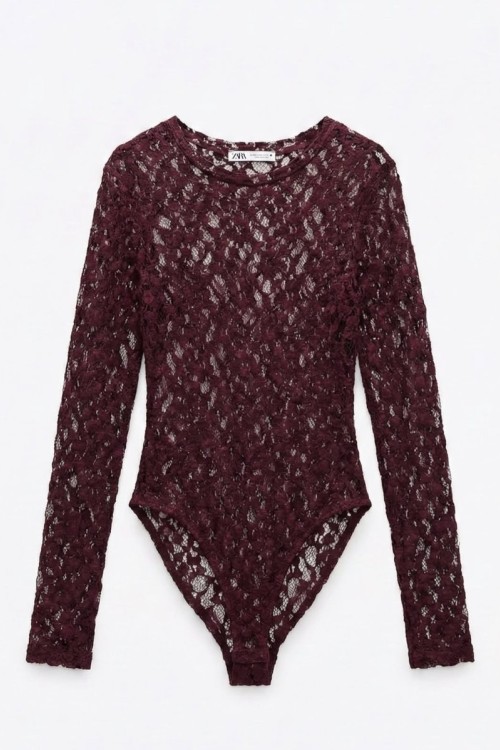 Bob Transparan Bodysuit Bordo