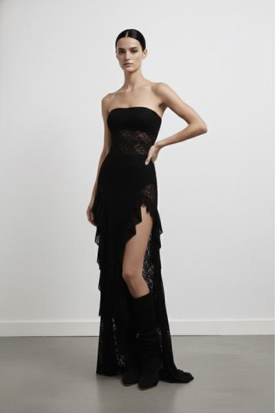 Marbella Likralı Dantel Straplez Elbise (şort ve Crop dahildir) Siyah