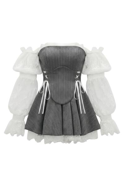 Amy Gotik Tasarım Elbise  Gri