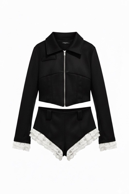 Nova Suet Sort Ceket Gupurlu Tulum Siyah