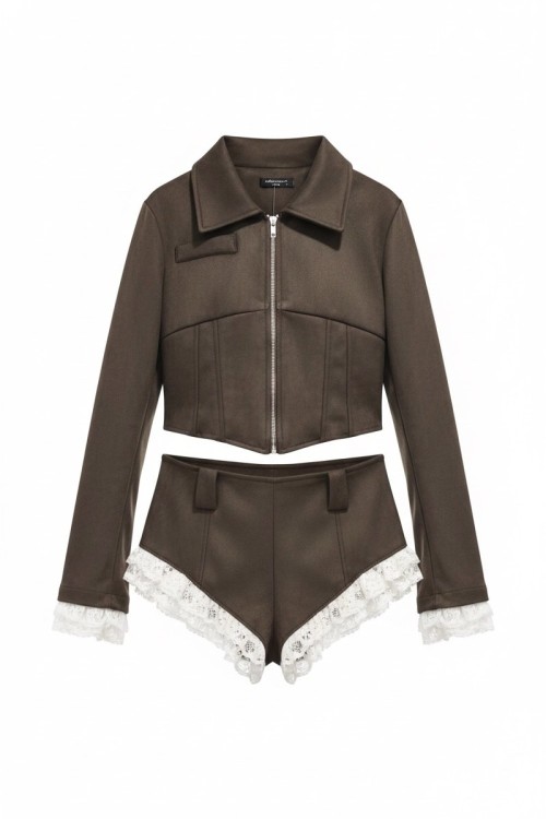 Nova Suet Sort Ceket Gupurlu Tulum Kahverengi