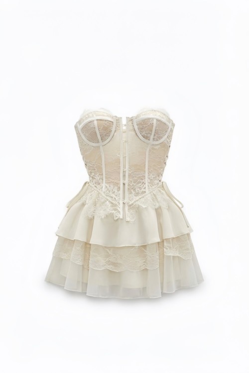 July Güpürlü Romantik Elbise  Beyaz