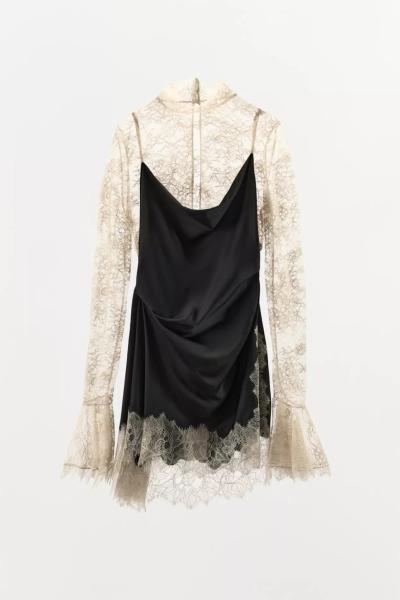 Rimini Gupur Saten Karisimli Elbise  Siyah