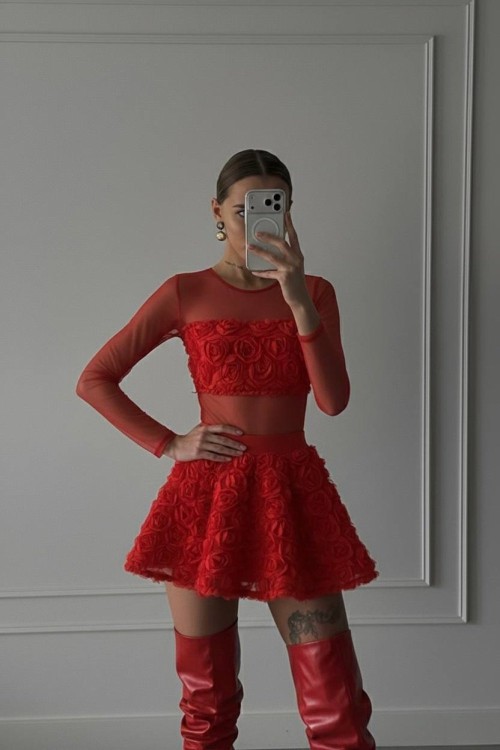 Tuly Transparan Set Kırmızı