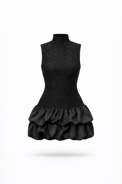 Daren Güpürlü Tasarım elbise Siyah