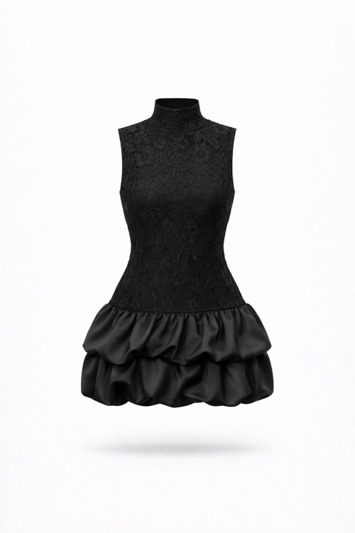 Daren Güpürlü Tasarım elbise Siyah