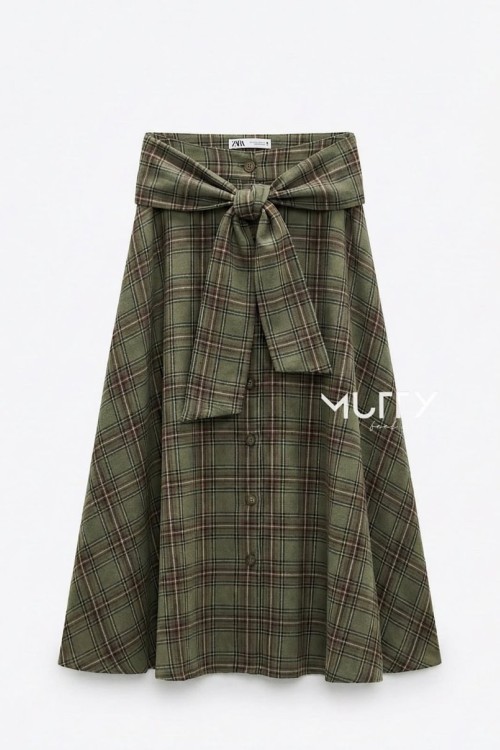 Retro Oduncu Etek  Yeşil