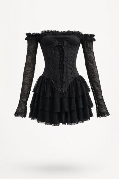 Milano Mutty Özel Seri Premium Korseli Elbise Siyah