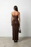 Nina Korse Detaylı Maxi Elbise  Kahverengi