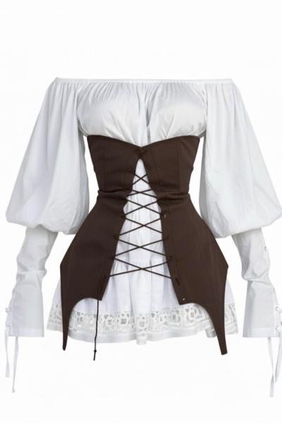 Serena Korse Detaylı Elbise  Beyaz