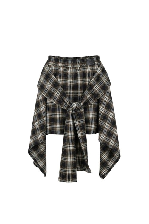 Hola Ekoseli Onu Bağlamalı Kilt Etek  Siyah