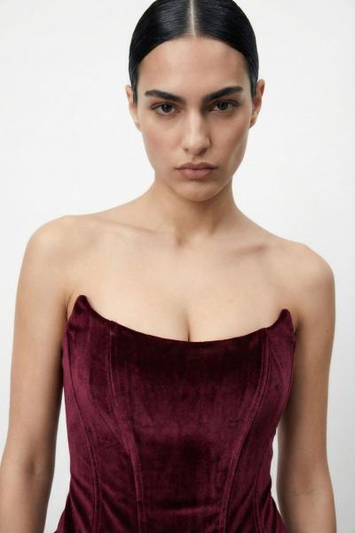 Reina Kadife Korse Bordo