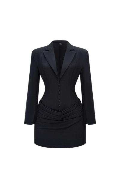 Caen Tasarım Blazer Elbise Siyah