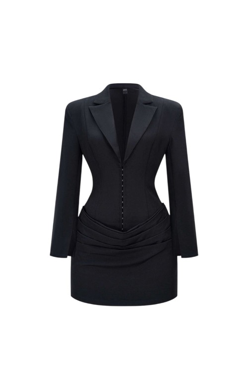 Caen Tasarım Blazer Elbise Siyah