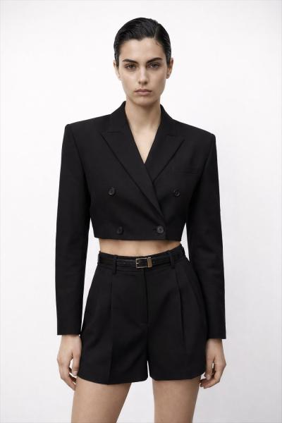 Rimi Crop Blazer Etek Takım Siyah