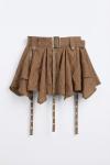 Lulu Kusgozu Kemerli Etek  Kahverengi