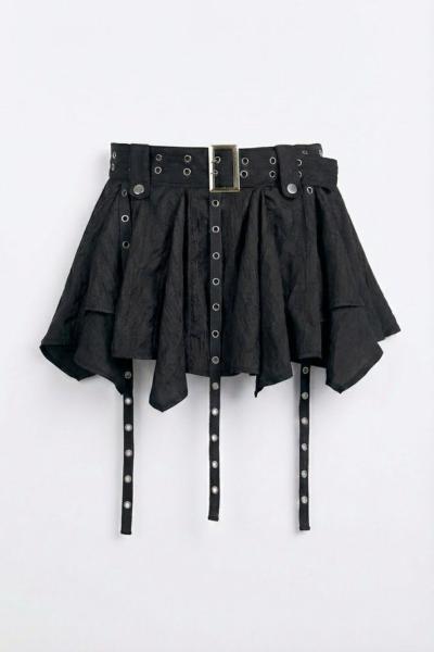 Lulu Kusgozu Kemerli Etek  Siyah