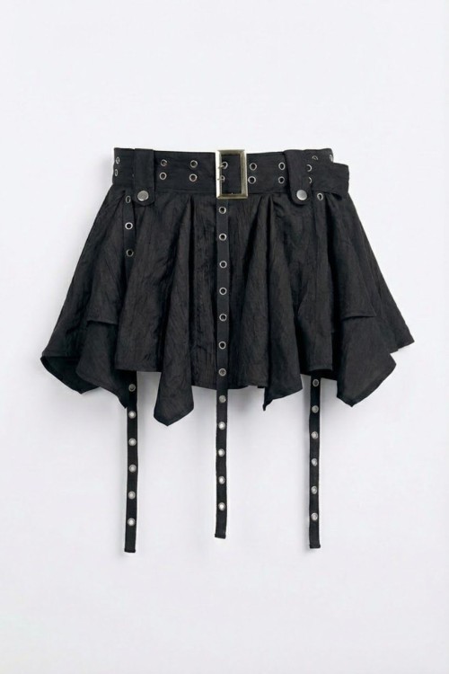 Lulu Kusgozu Kemerli Etek  Siyah