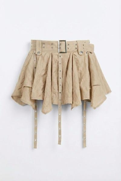 Lulu Kusgozu Kemerli Etek  Bej