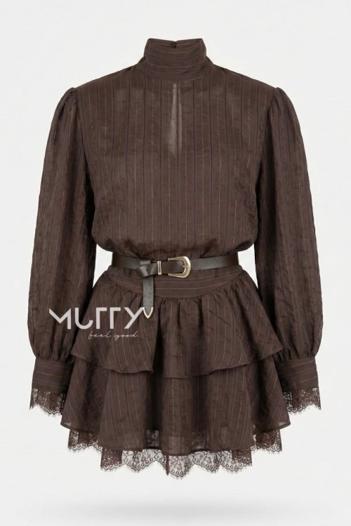 Alissa Tasarım Premium Elbise Kahverengi