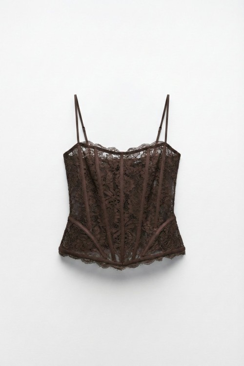 Lina Güpürlü Korse Kahverengi