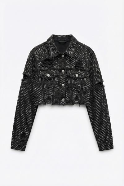 Mila Tasli Denim Ceket Siyah