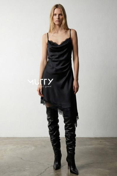 Polita Zr Saten Elbise  Siyah