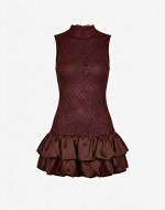 Daren Güpürlü Tasarım elbise Acı Kahve