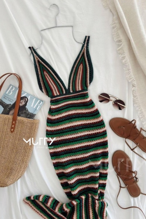 Floriana Zra Triko Elbise Yeşil